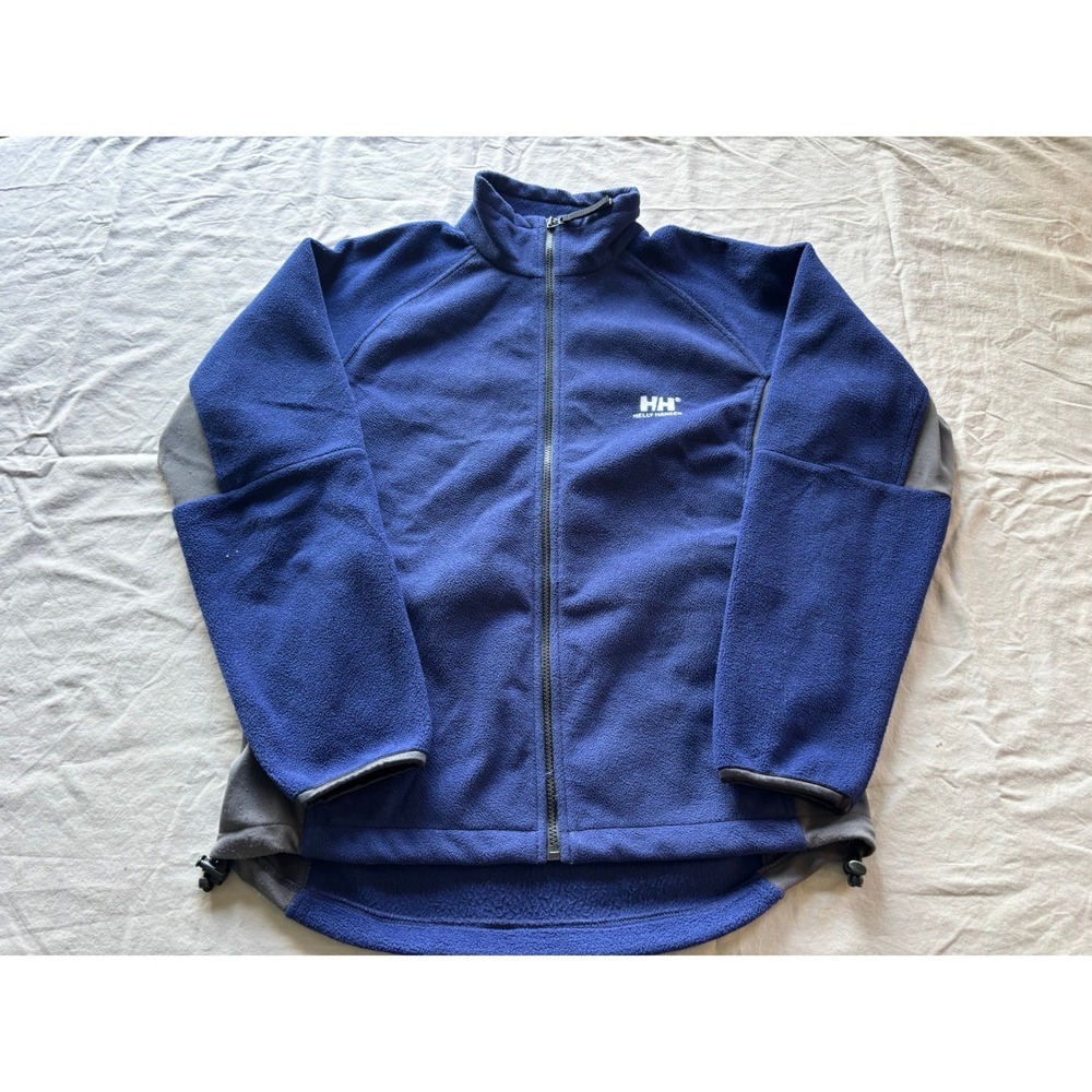 Helly Hansen Mens Full Zip Fleece Jacket Blue Gray Colorblock Mid Layer Size M